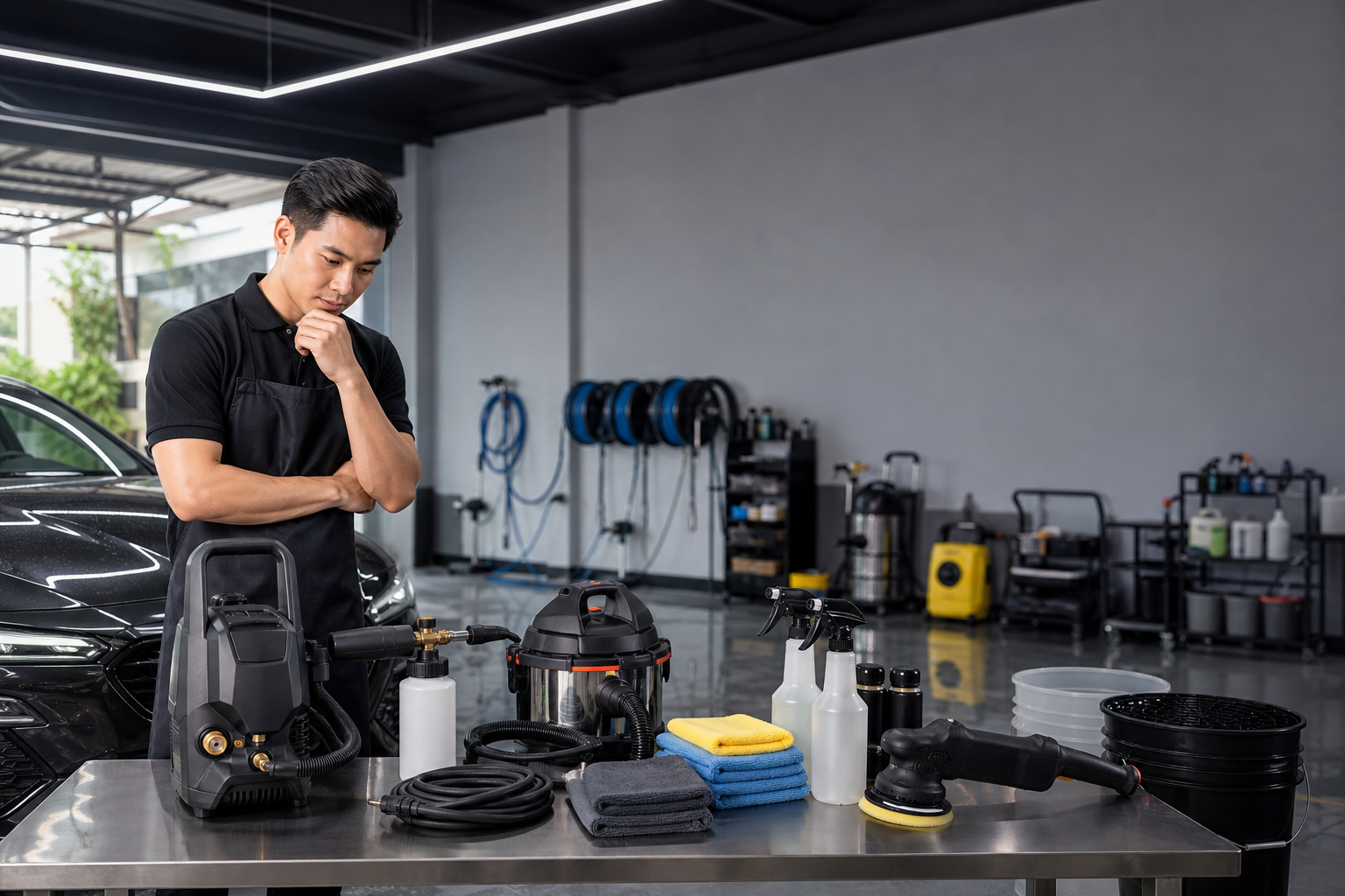 Thứ Tự Ưu Tiên Thiết Bị Chăm Sóc Xe: Hướng Dẫn Chọn Mua Cho Người Mới 4 Tại sao cần xác định thứ tự ưu tiên thiết bị chăm sóc xe?: Khi bắt đầu mở một tiệm rửa xe hoặc trung tâm detailing, việc xác định đúng thứ tự ưu tiên thiết
